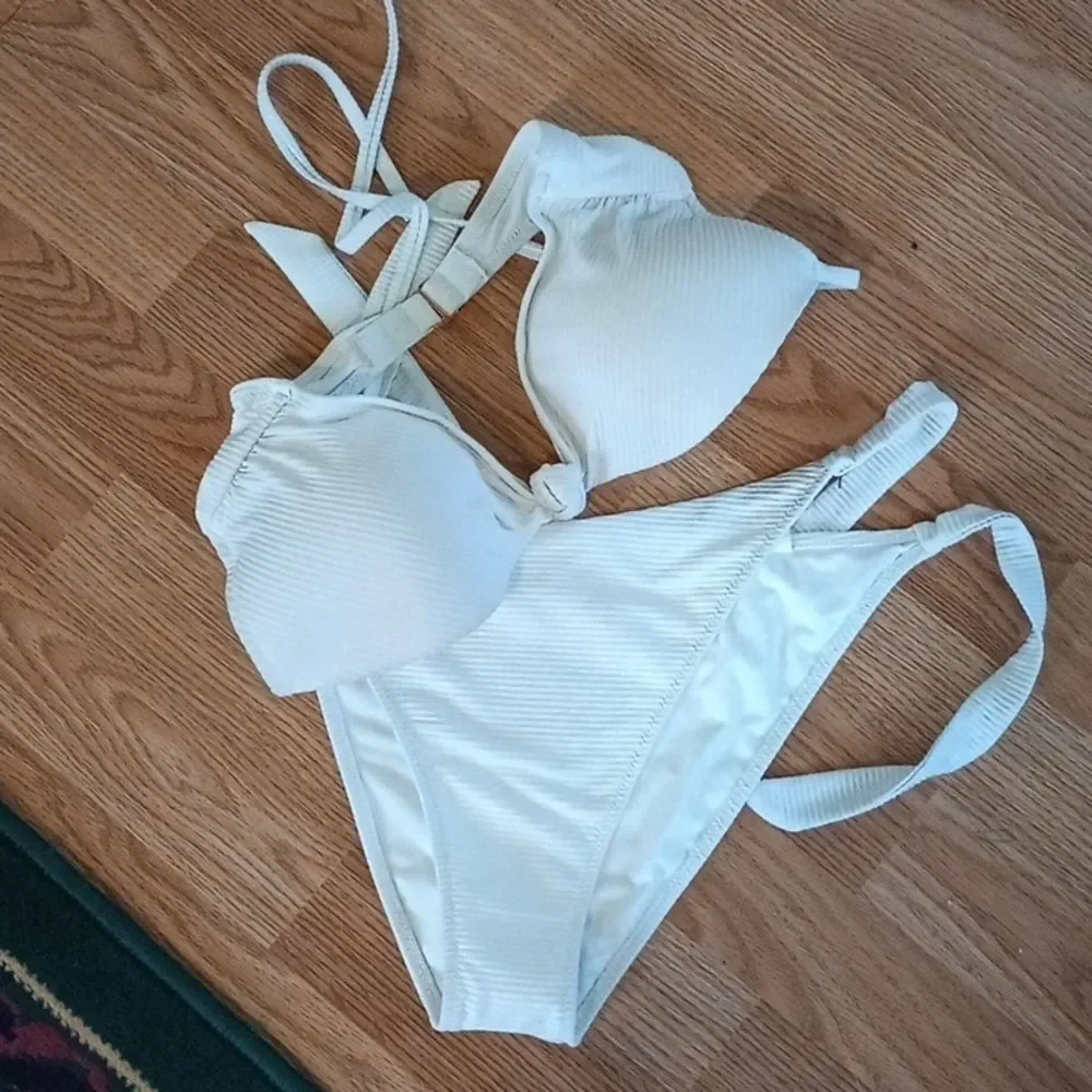 Shade Shore two piece bikini set NWOT 34B women swimsuit white (Swi002)